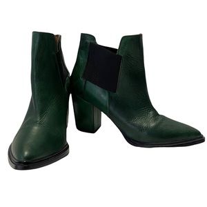 SAPENA AMANDA GREEN LEATHER BOOTIES